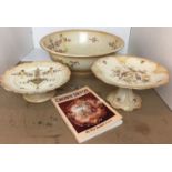 Four items including Devonware Etna bowl 40cm diameter and cake stand 24cm diameter,