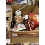 Contents to box - sewing and embroidery related items and a tow rope (saleroom location: U10)