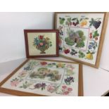 Three needle point framed pictures - fruit 52 x 49cm,