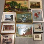 Ten framed pictures from 22 x 17cm to 68 x 48cm (saleroom location: H12)