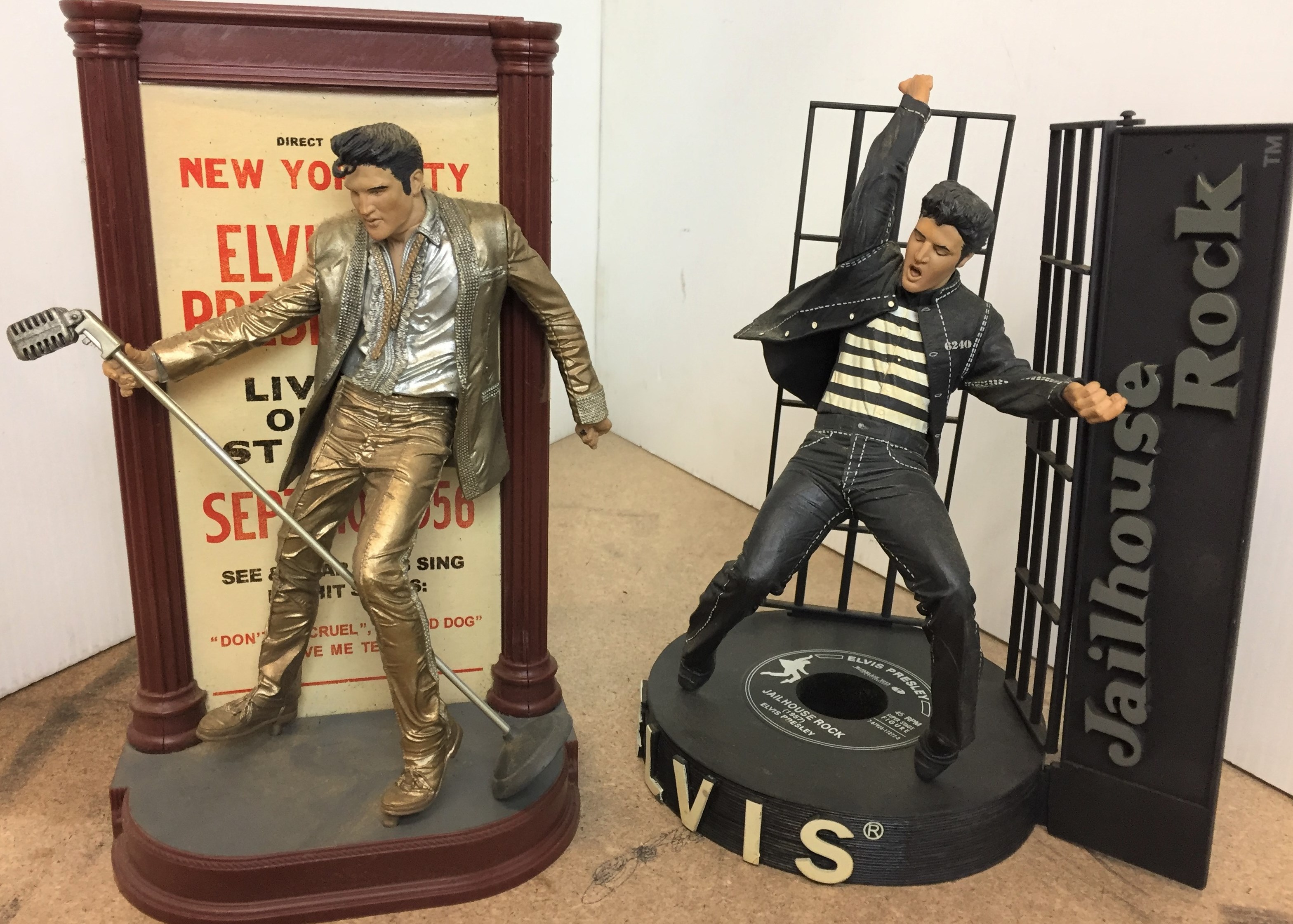 Two Elvis Presley plastic models 22 and 20cm high (saleroom location: AA02)