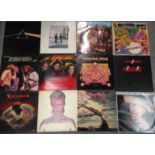 Twelve vinyl LPs - Pink Floyd, Beatles, Bee Gees, Black Sabbath, Blackmore's Rainbow, David Bowie,