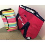 Two items - Asado beach bag with four-person picnic set and multi coloured beach mat (saleroom