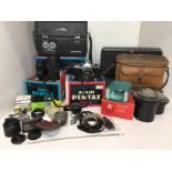 Twenty pieces of photographic equipment including Pentax S1a camera fitted with Asahi 1:2/5 5 lens