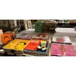 Six stacks of LPs comprising 100+ LPs - shows, Big Band, Easy Listening, Jazz, organ, etc.