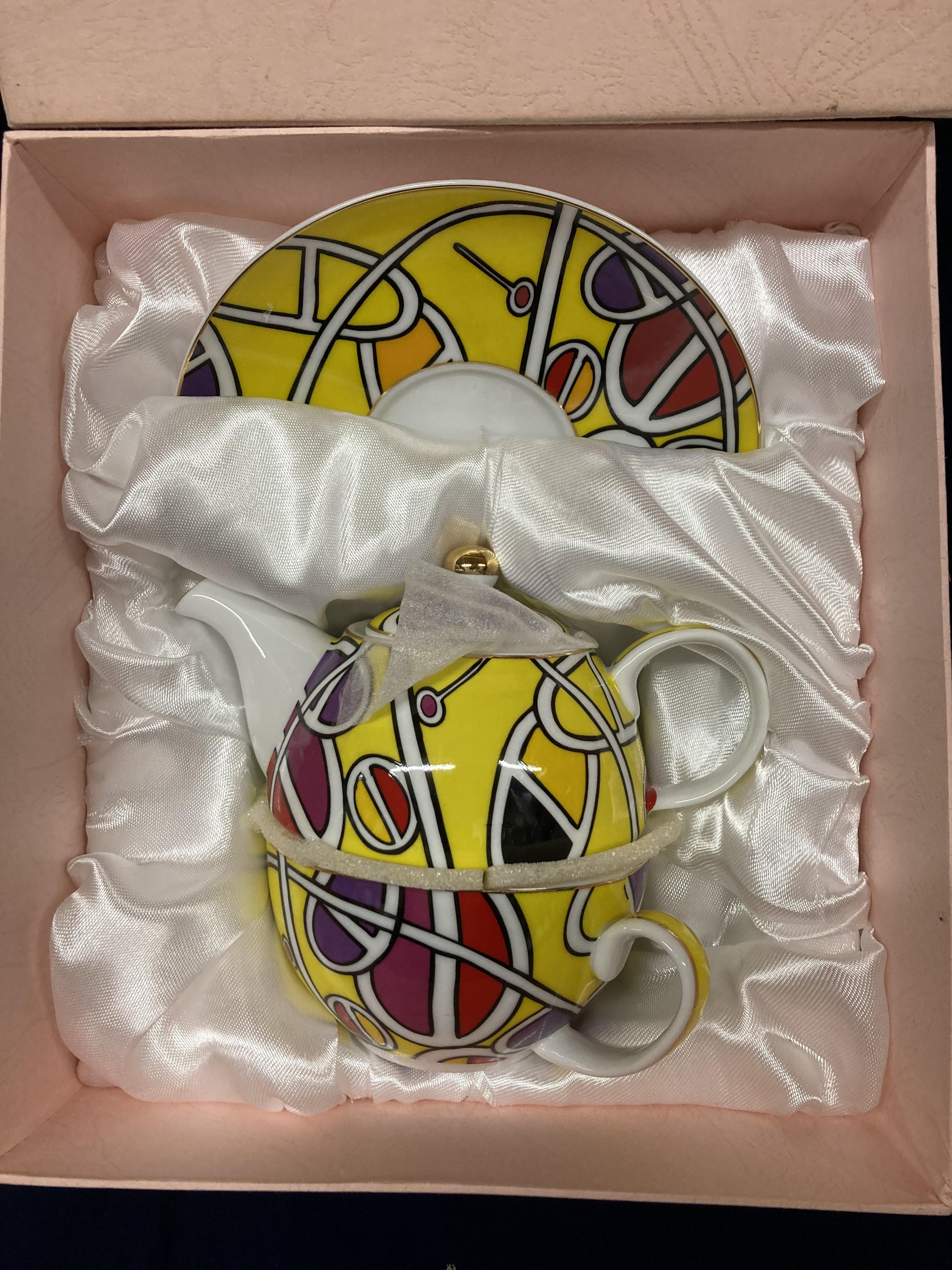 A Leonardo Collection boxed three piece set comprising teapot, cup and saucer in yellow, - Image 2 of 3