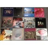 Twelve vinyl LPs - Status Quo, Siouxsie and the Banshees, Strife, Thin Lizzy, Robin Trower, U2,