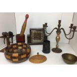 Eleven items including wooden cased square dial mantel clock by C.W.S.