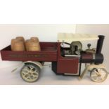 Mamod Steam Wagon 40 x 14 x 18cm high with six wooden barrels (saleroom location: J13)