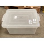 20 x clear plastic 30 litre storage boxes with lids,