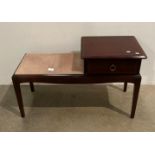 Stag telephone seat with single-drawer and light pink seat pad,