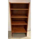 Teak four-shelf open-front bookcase, 57.