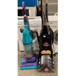 Two items - a Dyson Root Cyclone DC07 upright vacuum cleaner and a Bissell Powerwash Proheat carpet