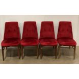 Set of four Mid-Century teak chairs by Vanson in a red upholstery (saleroom location: MA7)