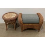 Wicker stool and a wicker round side table (saleroom location: MA6)