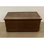 Oak lift-top chest with metal handles,