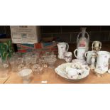 Contents to part of rack - assorted floral patterned ceramic ware including tall two-handled vase,