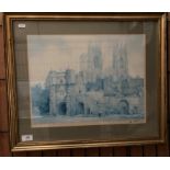 W Sturgeon framed print 'York Minster', 36cm x 43cm,