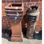 Two stone glazed chimney pots - one has been repaired - 110cm and 104cm (saleroom location: RD1)