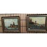 Two gilt framed watercolours of Dutch, 19th-century river scenes, each 32cm x 44cm,