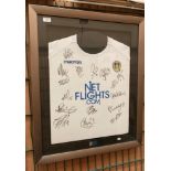 Framed signed Leeds United shirt from 2011, 85cm x 70cm,