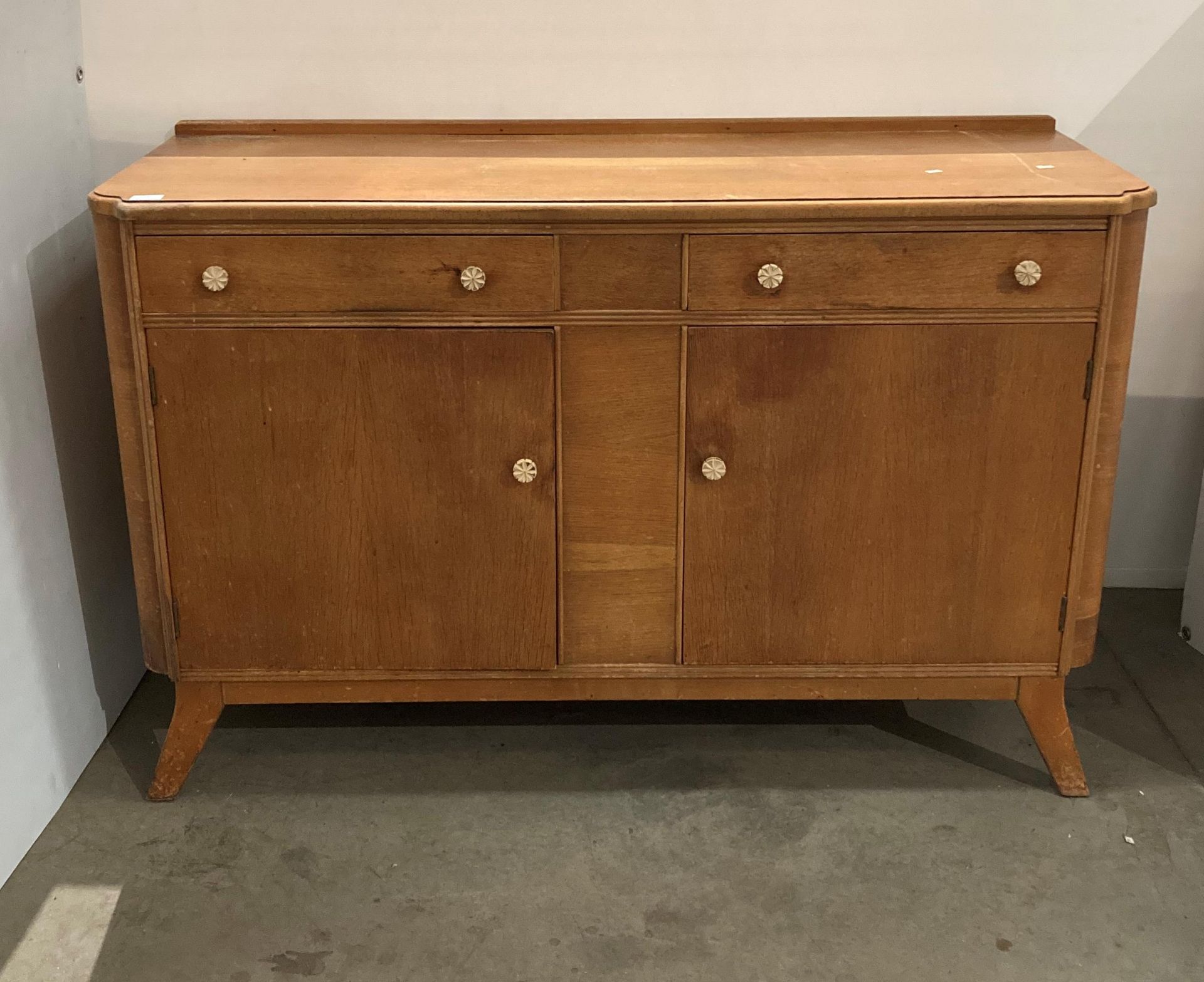 Vintage teak and teak finish two-door two-drawer sideboard,