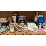 Contents to end of rack - large quantity of ceramics and pottery including figurines,