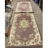 Two Plantation Stockport Jewel Rug collection hand tufted Indian rugs in pink and ivory,