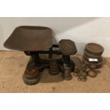 Eight cast metal weighing scales and twenty-three assorted weights (saleroom location: MA7)