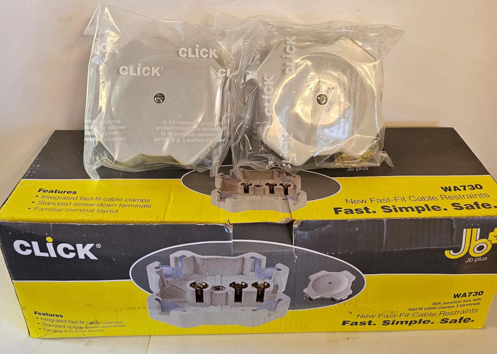 4 BOXES SCOLMORE CLICK 30A JUNCTION BOX 3 TERMINAL FAST FIT (WA730)