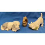 Three assorted Royal Copenhagen animal figurines including small brown squirrel,