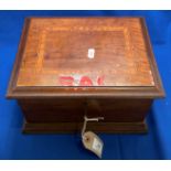 Mahogany inlaid jewellery box with lift out tray and key (saleroom location: S3 QC06)
