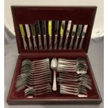 Forty-five piece canteen of cutlery by Regency Manor in mahogany case (saleroom location: S3 QC07)