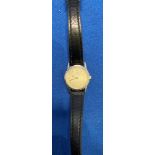 Ladies Omega De Ville wrist watch with black leather strap in red leather box (saleroom location: