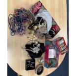 Contents to wicker basket - a large variety of costume and branded jewellery including South-East