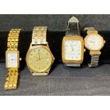 Four ladies and gents watches including a ladies Titan Royale 18ct gold electro-plated watch,