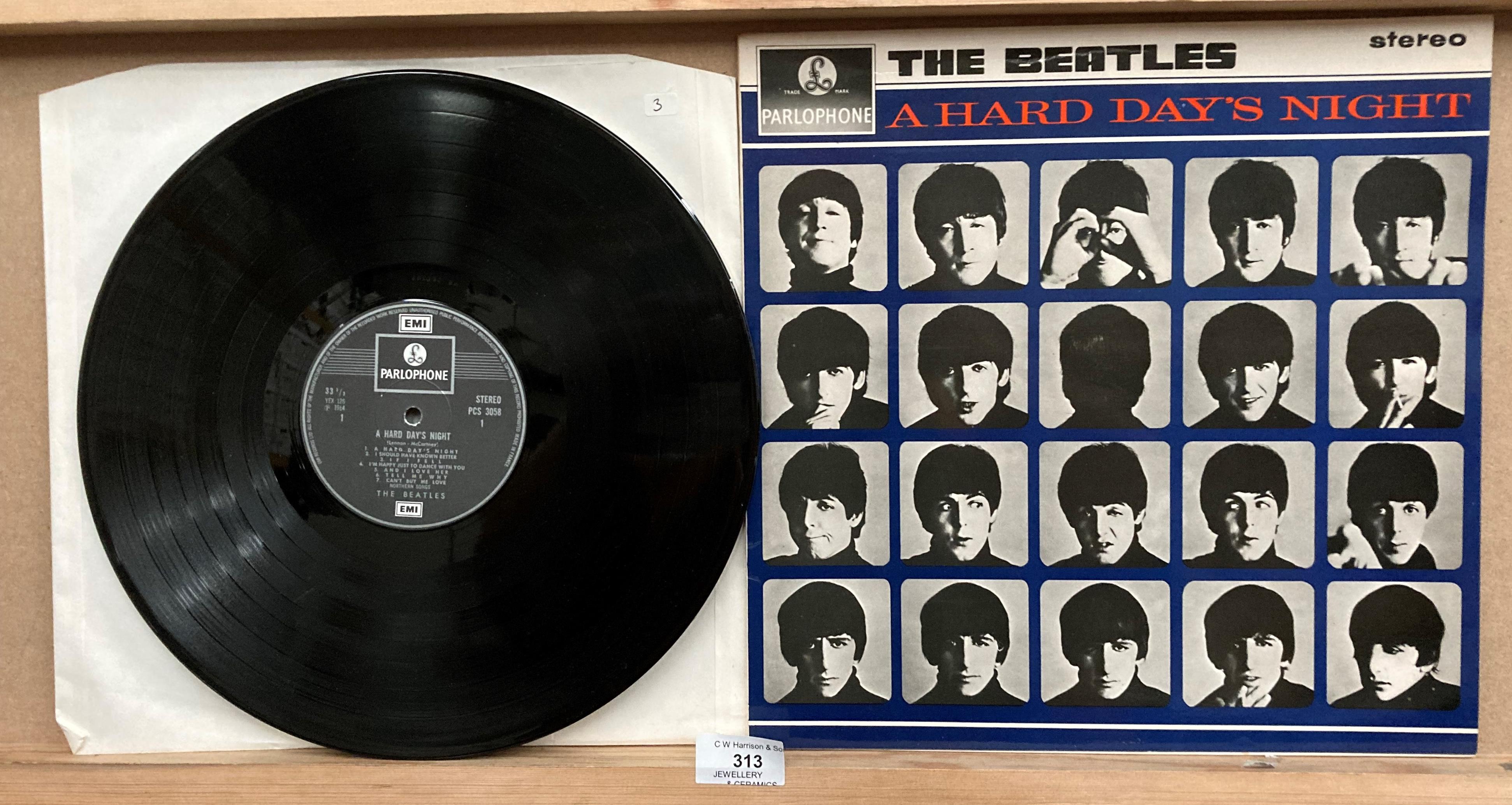 The Beatles LP 'A Hard Days Night' on Parlophone EMI Records PCS 3058 (saleroom location: S3 behind