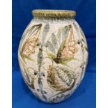 Large Denby stoneware vase in a foliate design,