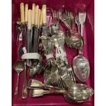 Contents to tray - seventy-eight pieces of EPNS cutlery including forks, spoons, teaspoons etc.