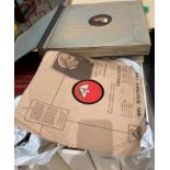 A His Masters Voice cased set of twelve 78rpm records and contents to box and four wooden boxes - a