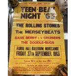 Rolled up poster for Nelson's Sports and Social Club 'Teen Beat Night '63' at The Floral Hall