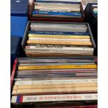 Contents to three vinyl record cases - approximately seventeen box sets and sixty LPs mainly