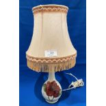 Moorcroft small table lamp in white with single flower design,