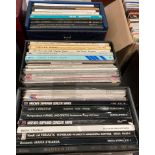 Contents to three vinyl record cases - twenty-four box sets and approximately thirty LPs,