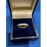 White and yellow two-tone ring marked 18K with inscription 'Forever Love', size P, Weight 2.