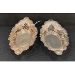 Pair of silver [hallmarked] oval bon-bon dishes, Chester 1899. Total weight - 2.