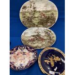 Two 'Tally Ho' Johnson Bros serving plates - 'Stirrup Cup' and 'View Halloo',