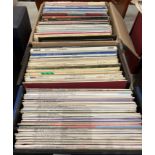 Contents to two vinyl record cases and a cardboard box - approximately one hundred and twenty LPs