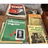Contents to part table top - approximately seventy Snooker Scene and Billiards & Snooker magazines