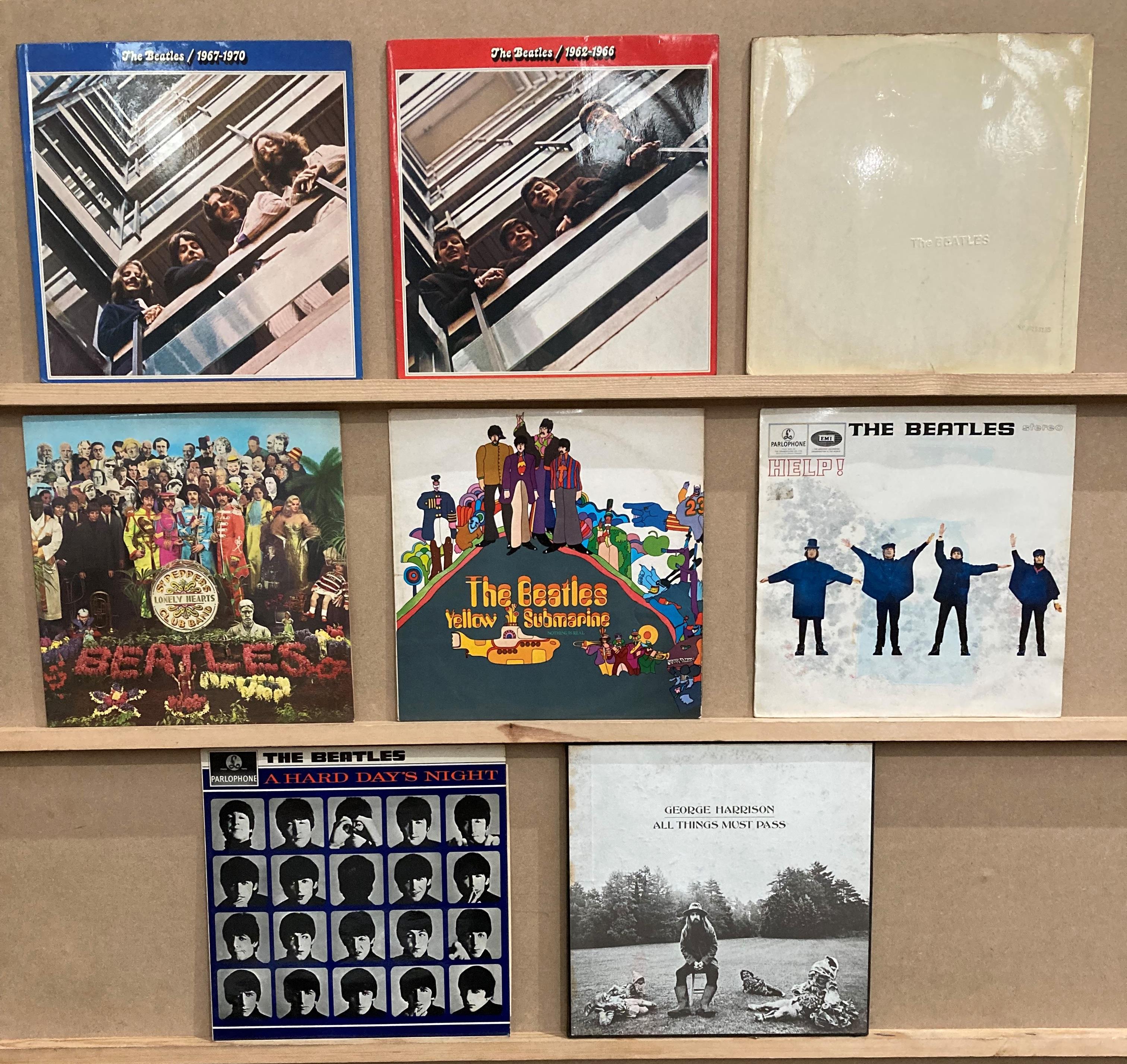 Seven Beatles related LPs including George Harrison three LP box set 'All Things Must Pass', 'Sgt.
